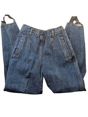 Vintage Lizwear Stirrup Jeans 8 26x30 Denim Side Zipper USA 1980's